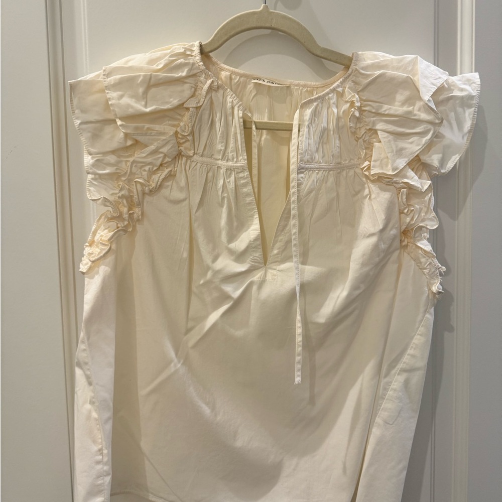 Ulla Johnson Elegant Cream Ruffle Sleeve Top